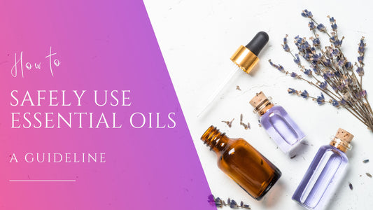 amber and clear essential oil nottles filled with fragrant essential oils surrounded bypurple lavender buds
