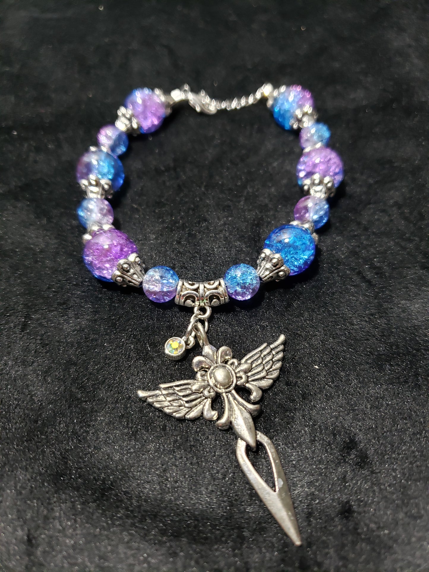 Purple Blue Crackle Bracelet Set- 3 Pieces