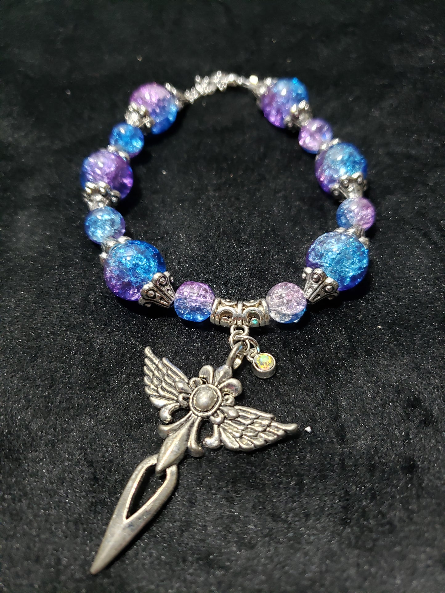 Purple Blue Crackle Bracelet Set- 3 Pieces