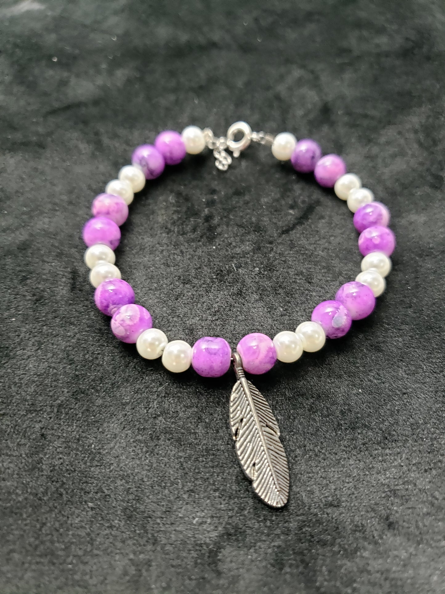 Purple Feather Bracelet Set- 2 Pieces