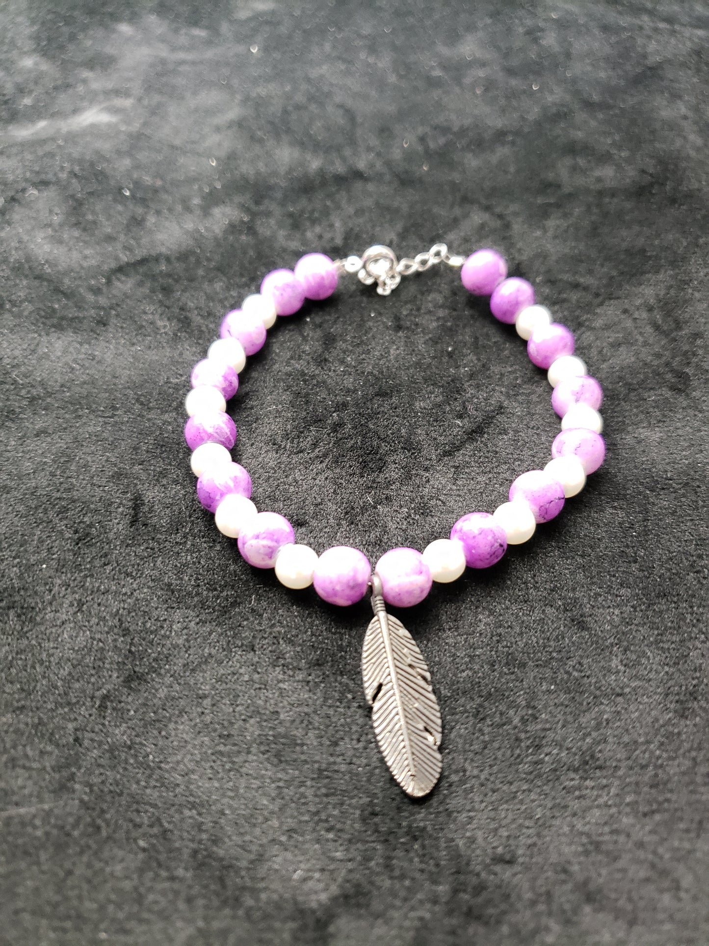 Purple Feather Bracelet Set- 2 Pieces