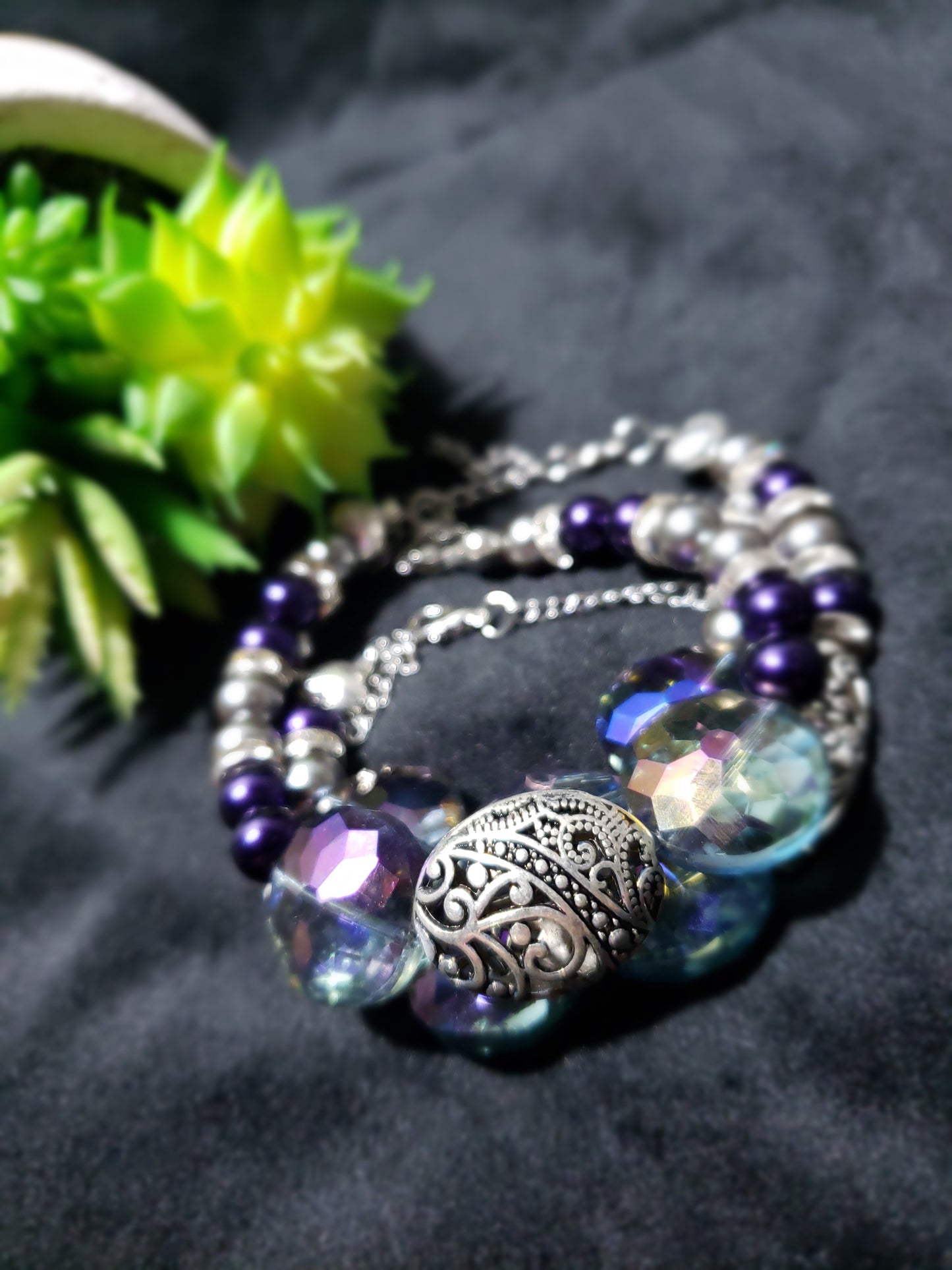 Purple Stones Bracelet Set- 3 Pieces