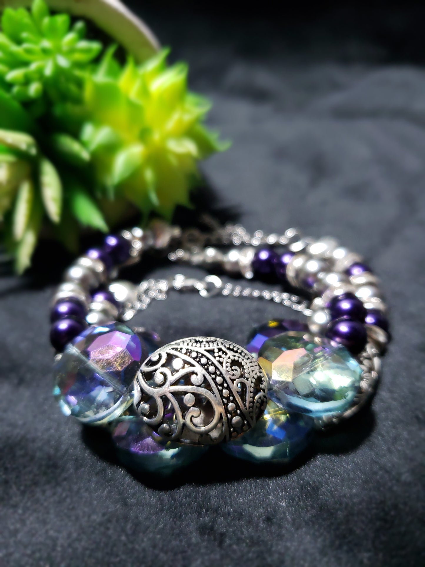 Purple Stones Bracelet Set- 3 Pieces