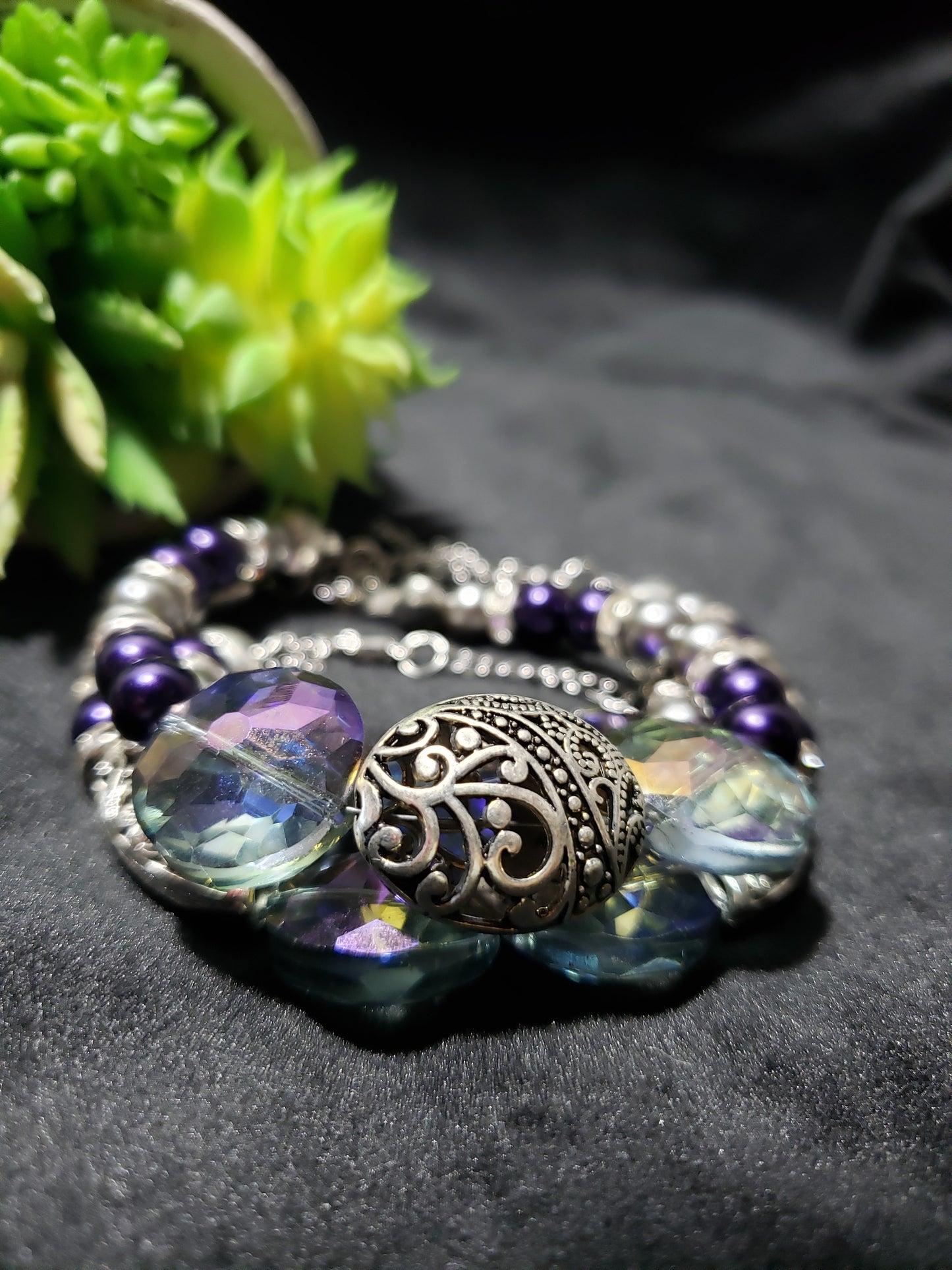 Purple Stones Bracelet Set- 3 Pieces