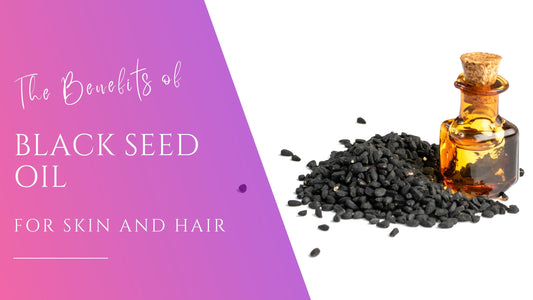 deep, black black seeds behind a bottle of black seed oil