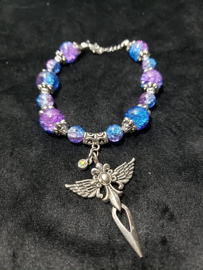 Purple Blue Crackle Bracelet Set- 3 Pieces