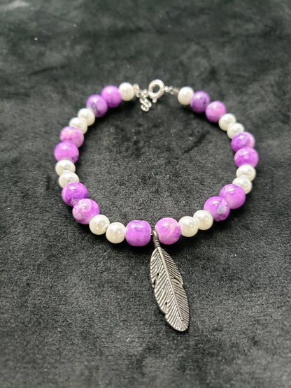 Purple Feather Bracelet Set- 2 Pieces