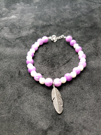 Purple Feather Bracelet Set- 2 Pieces