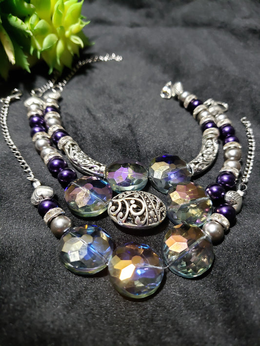 Purple Stones Bracelet Set- 3 Pieces